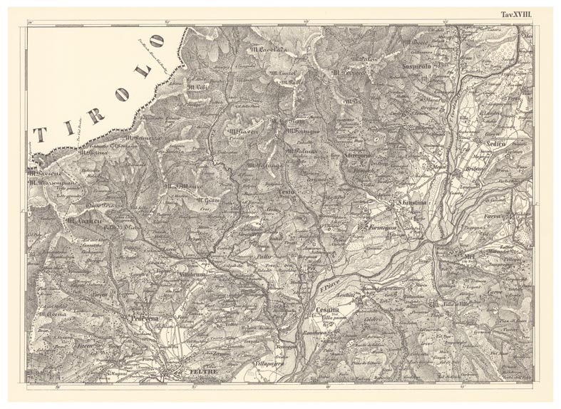 (N:11814) CARTA TOPOGRAFICA DELLA PROVINCIA DI BELLUNO - Tavola XVIII (B0003880) Carte e stampe antiche: riproduzione a colori su carta (formato A2)