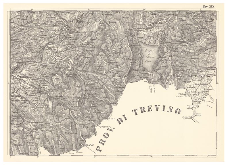(N:11810) CARTA TOPOGRAFICA DELLA PROVINCIA DI BELLUNO - Tavola XIX (B0003881) Carte e stampe antiche: riproduzione a colori su carta (formato A2)