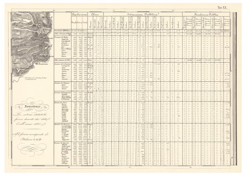 (N:11815) CARTA TOPOGRAFICA DELLA PROVINCIA DI BELLUNO - Tavola XX (B0003882) Carte e stampe antiche: riproduzione a colori su carta (formato A2)