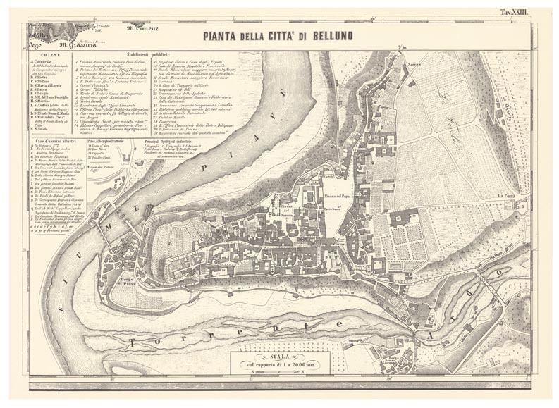 (N:11818) CARTA TOPOGRAFICA DELLA PROVINCIA DI BELLUNO - Tavola XXIII (B0003885) Carte e stampe antiche: riproduzione a colori su carta (formato A2)