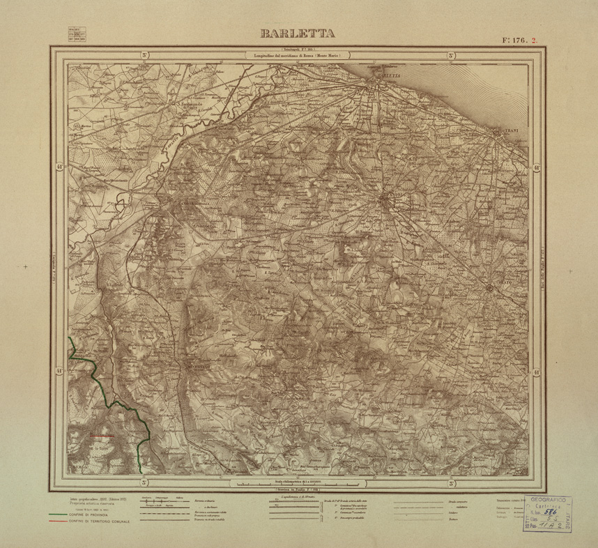 (N:3504) CARTA DELLA PROVINCIA DI POTENZA - BARLETTA - Foglio 176.2 (B0003940) Carte e stampe antiche: riproduzione a colori su carta (formato A2)