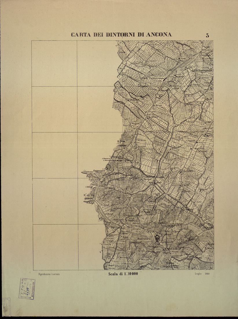 (N:1496) CARTA DEI DINTORNI DI ANCONA - Tavola 3 (B0003970) Carte e stampe antiche: riproduzione a colori su carta (formato A2)