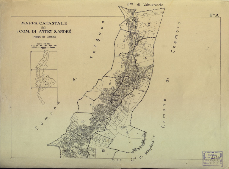 (N:12140) MAPPE CATASTALI D'ITALIA - PROVINCIA DI AOSTA - COMUNE DI ANTEY S. ANDRE' Foglio A (B0004002) Carte e stampe antiche: riproduzione a colori su carta (formato A2)