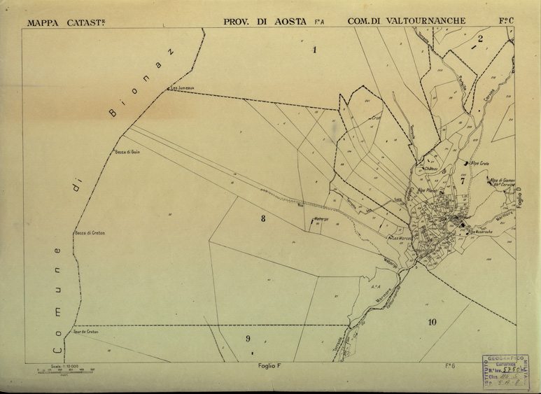 (N:12146) MAPPE CATASTALI D'ITALIA - PROVINCIA DI AOSTA - COMUNE DI VALTOURNANCHE Foglio C (B0004008) Carte e stampe antiche: riproduzione a colori su carta (formato A2)