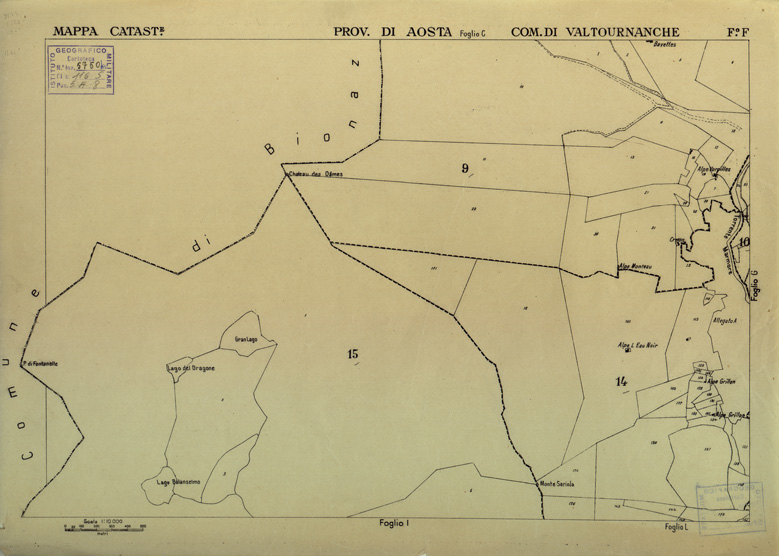 (N:12149) MAPPE CATASTALI D'ITALIA - PROVINCIA DI AOSTA - COMUNE DI VALTOURNANCHE Foglio F (B0004011) Carte e stampe antiche: riproduzione a colori su carta (formato A2)