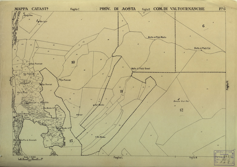 (N:12150) MAPPE CATASTALI D'ITALIA - PROVINCIA DI AOSTA - COMUNE DI VALTOURNANCHE Foglio G (B0004012) Carte e stampe antiche: riproduzione a colori su carta (formato A2)