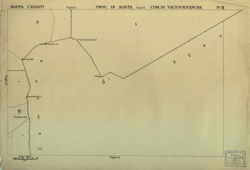 (N:12151) MAPPE CATASTALI D'ITALIA - PROVINCIA DI AOSTA - COMUNE DI VALTOURNANCHE Foglio H (B0004013) Carte e stampe antiche: riproduzione a colori su carta (formato A2)