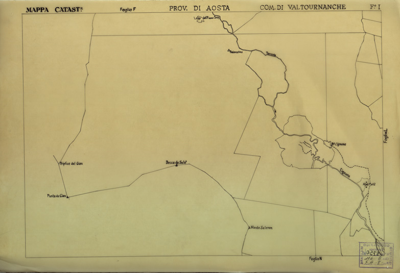 (N:12153) MAPPE CATASTALI D'ITALIA - PROVINCIA DI AOSTA - COMUNE DI VALTOURNANCHE Foglio I (carta con velina) (B0004014) Carte e stampe antiche: riproduzione a colori su carta (formato A2)