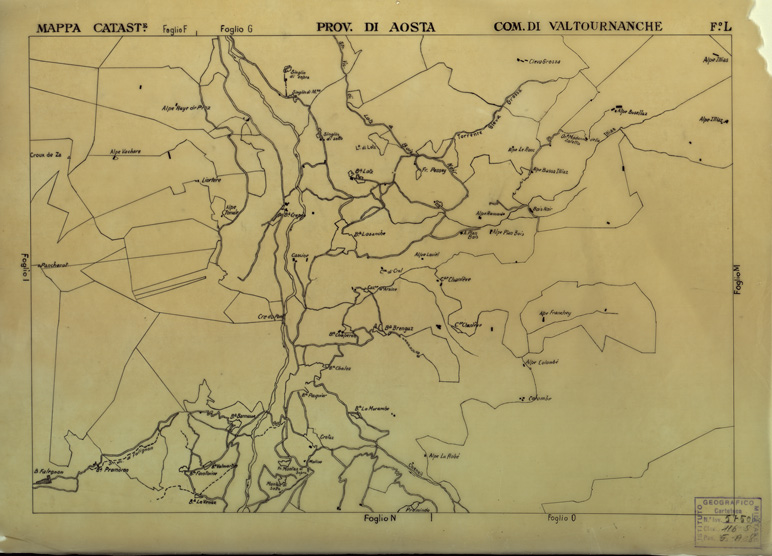 (N:12154) MAPPE CATASTALI D'ITALIA - PROVINCIA DI AOSTA - COMUNE DI VALTOURNANCHE Foglio L (velina) (B0004016) Carte e stampe antiche: riproduzione a colori su carta (formato A2)