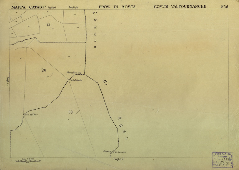 (N:12155) MAPPE CATASTALI D'ITALIA - PROVINCIA DI AOSTA - COMUNE DI VALTOURNANCHE Foglio M (B0004017) Carte e stampe antiche: riproduzione a colori su carta (formato A2)
