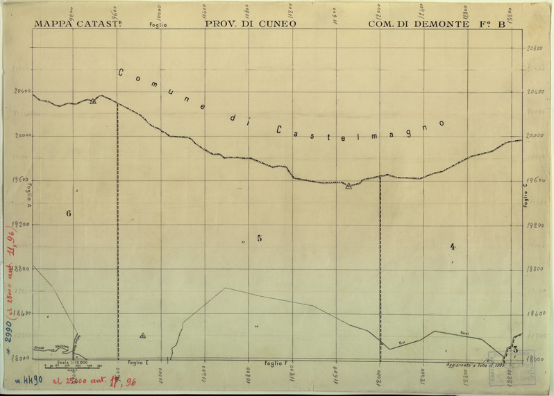 (N:12575) MAPPE CATASTALI D'ITALIA - PROVINCIA DI CUNEO - COMUNE DI DEMONTE Foglio B (B0004028) Carte e stampe antiche: riproduzione a colori su carta (formato A2)
