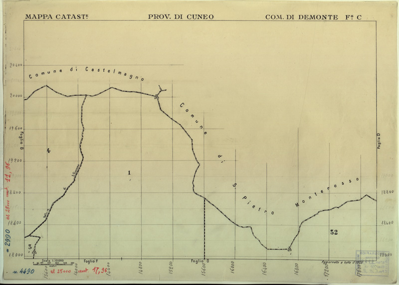 (N:12576) MAPPE CATASTALI D'ITALIA - PROVINCIA DI CUNEO - COMUNE DI DEMONTE Foglio C (B0004029) Carte e stampe antiche: riproduzione a colori su carta (formato A2)