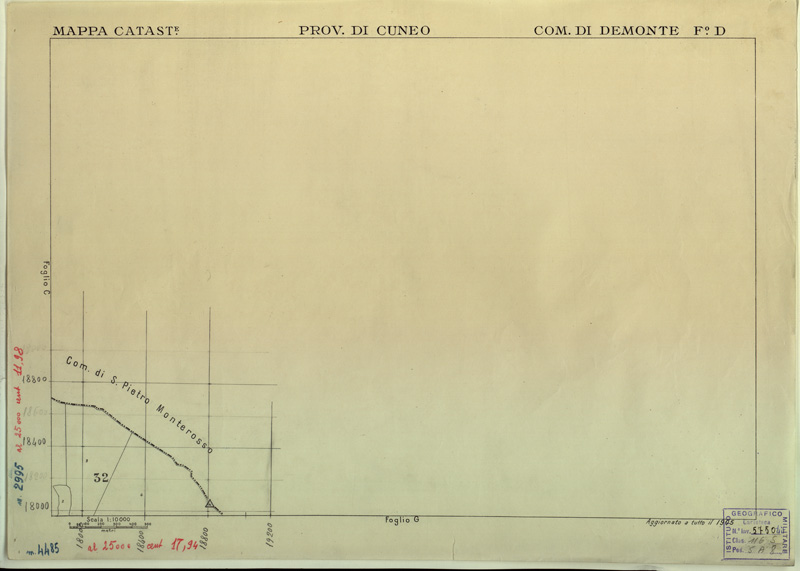 (N:12577) MAPPE CATASTALI D'ITALIA - PROVINCIA DI CUNEO - COMUNE DI DEMONTE Foglio D (B0004030) Carte e stampe antiche: riproduzione a colori su carta (formato A2)
