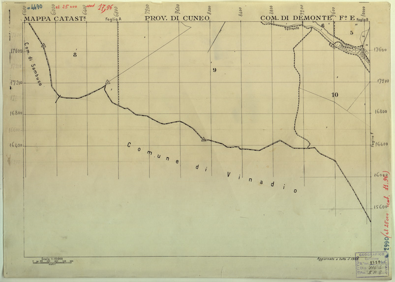 (N:12578) MAPPE CATASTALI D'ITALIA - PROVINCIA DI CUNEO - COMUNE DI DEMONTE Foglio E (B0004031) Carte e stampe antiche: riproduzione a colori su carta (formato A2)