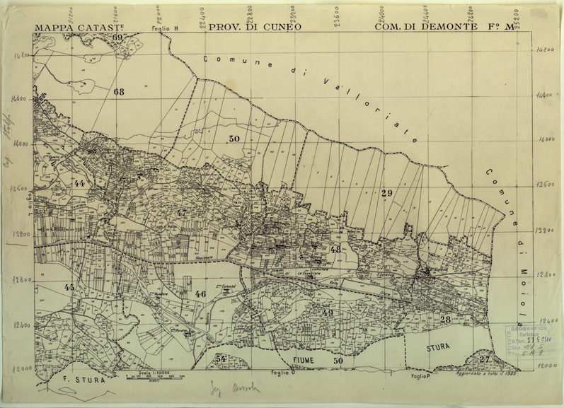 (N:12580) MAPPE CATASTALI D'ITALIA - PROVINCIA DI CUNEO - COMUNE DI DEMONTE Foglio M (B0004033) Carte e stampe antiche: riproduzione a colori su carta (formato A2)