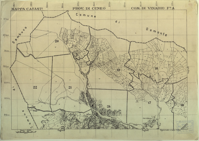 (N:12586) MAPPE CATASTALI D'ITALIA - PROVINCIA DI CUNEO - COMUNE DI VINADIO Foglio A (B0004039) Carte e stampe antiche: riproduzione a colori su carta (formato A2)