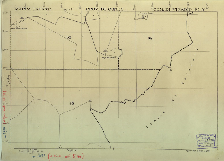(N:12587) MAPPE CATASTALI D'ITALIA - PROVINCIA DI CUNEO - COMUNE DI VINADIO Foglio AA (B0004040) Carte e stampe antiche: riproduzione a colori su carta (formato A2)
