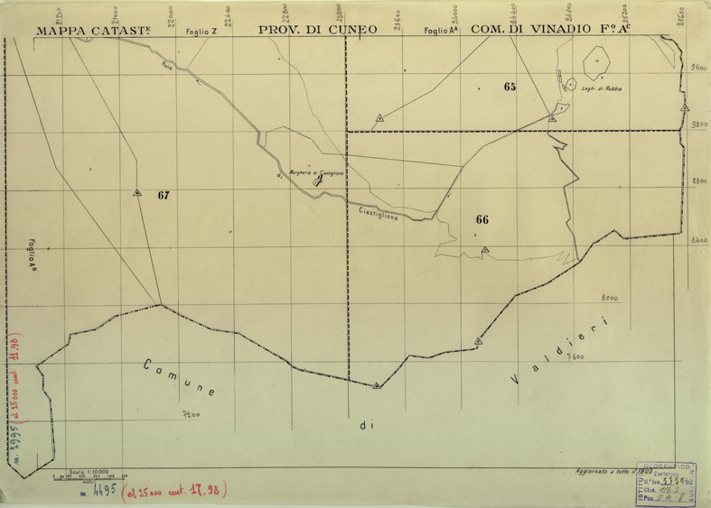 (N:12589) MAPPE CATASTALI D'ITALIA - PROVINCIA DI CUNEO - COMUNE DI VINADIO Foglio AC (B0004042) Carte e stampe antiche: riproduzione a colori su carta (formato A2)