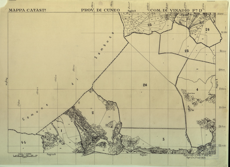 (N:12593) MAPPE CATASTALI D'ITALIA - PROVINCIA DI CUNEO - COMUNE DI VINADIO Foglio D (B0004046) Carte e stampe antiche: riproduzione a colori su carta (formato A2)