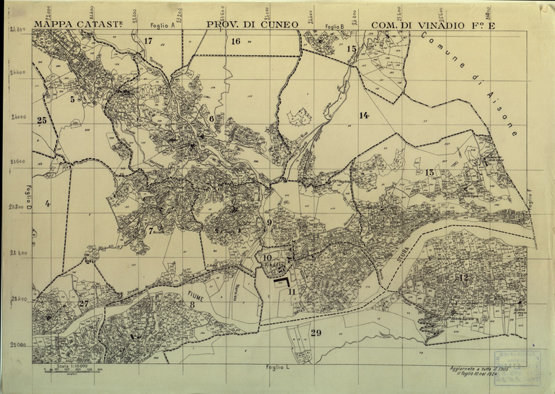 (N:12594) MAPPE CATASTALI D'ITALIA - PROVINCIA DI CUNEO - COMUNE DI VINADIO Foglio E (B0004047) Carte e stampe antiche: riproduzione a colori su carta (formato A2)
