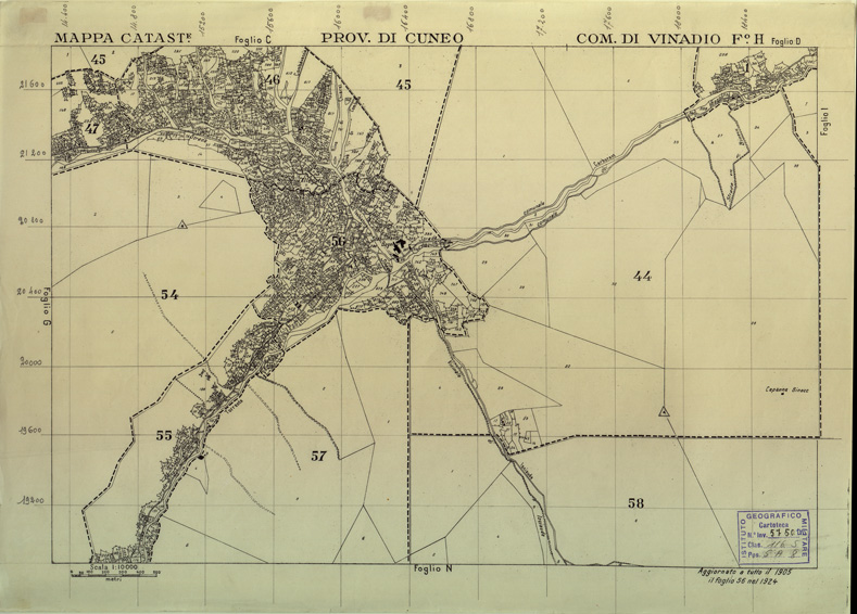 (N:12597) MAPPE CATASTALI D'ITALIA - PROVINCIA DI CUNEO - COMUNE DI VINADIO Foglio H (B0004050) Carte e stampe antiche: riproduzione a colori su carta (formato A2)