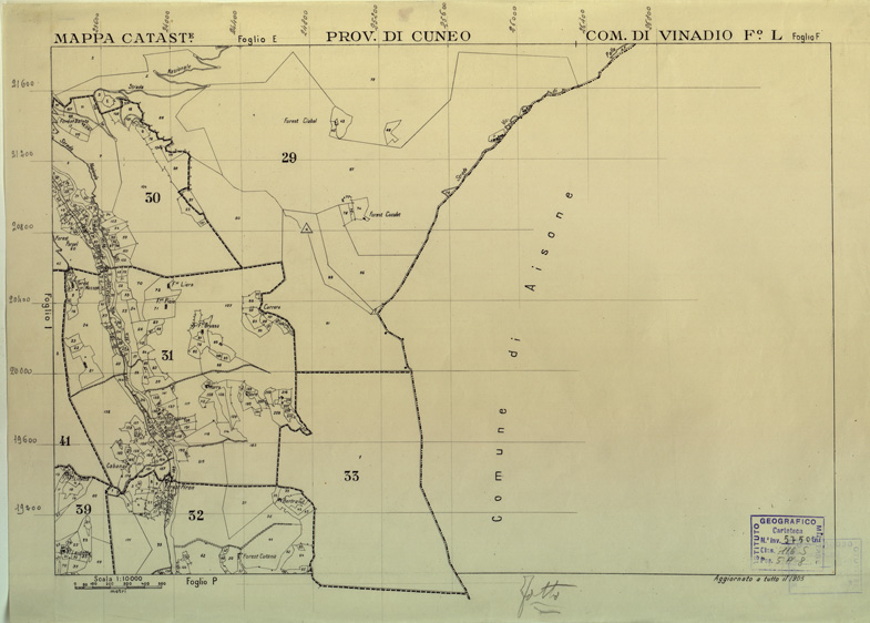 (N:12599) MAPPE CATASTALI D'ITALIA - PROVINCIA DI CUNEO - COMUNE DI VINADIO Foglio L (B0004052) Carte e stampe antiche: riproduzione a colori su carta (formato A2)