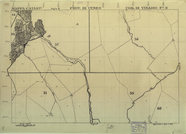 (N:12601) MAPPE CATASTALI D'ITALIA - PROVINCIA DI CUNEO - COMUNE DI VINADIO Foglio N (B0004054) Carte e stampe antiche: riproduzione a colori su carta (formato A2)