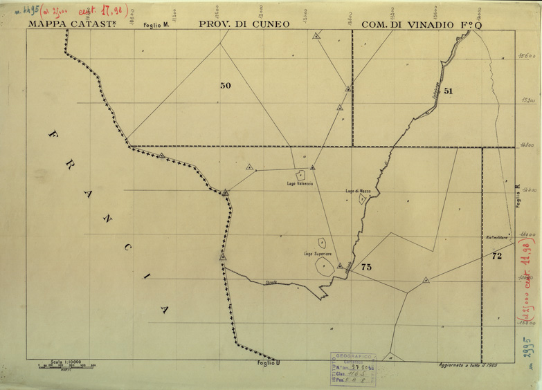(N:12604) MAPPE CATASTALI D'ITALIA - PROVINCIA DI CUNEO - COMUNE DI VINADIO Foglio Q (B0004057) Carte e stampe antiche: riproduzione a colori su carta (formato A2)