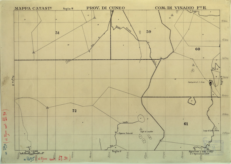 (N:12605) MAPPE CATASTALI D'ITALIA - PROVINCIA DI CUNEO - COMUNE DI VINADIO Foglio R (B0004058) Carte e stampe antiche: riproduzione a colori su carta (formato A2)