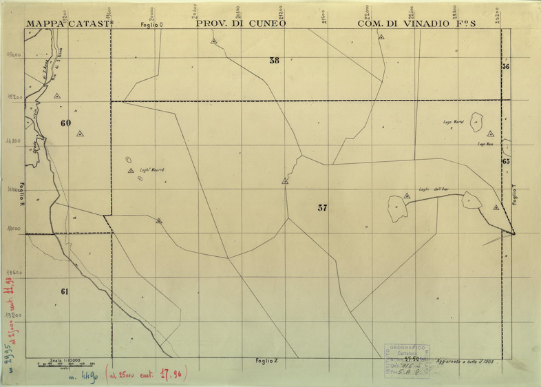 (N:12606) MAPPE CATASTALI D'ITALIA - PROVINCIA DI CUNEO - COMUNE DI VINADIO Foglio S (B0004059) Carte e stampe antiche: riproduzione a colori su carta (formato A2)
