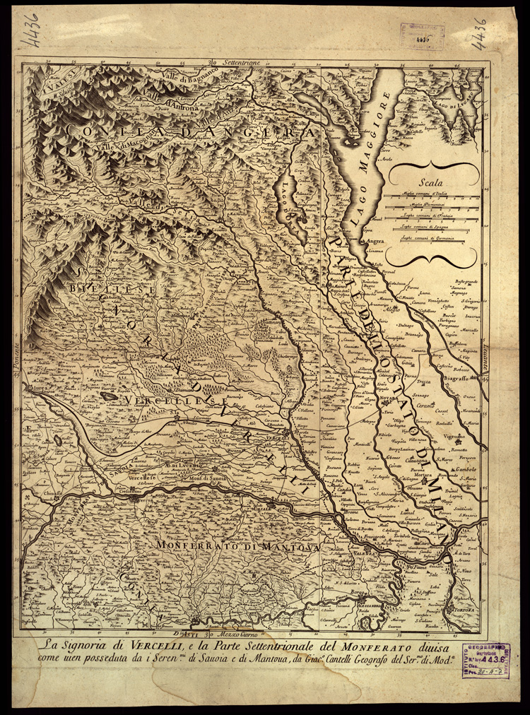 (N:11307) LA SIGNORIA DI VERCELLI E LA PARTE SETTENTRIONALE DEL MONFERRATO... (B0004126) Carte e stampe antiche: riproduzione a colori su carta (formato A2)