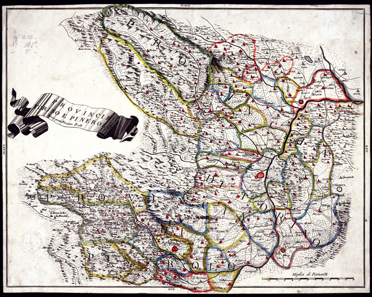 (N:14516) PROVINCIA TORINO E PINEROLO (B0004157) Carte e stampe antiche: riproduzione a colori su carta (formato A2)
