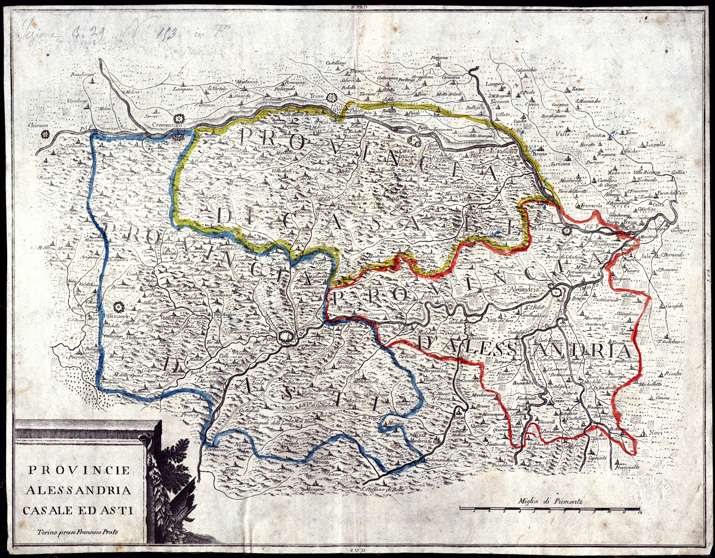 (N:14318) PROVINCIA DI ALESSANDRIA, CASALE ED ASTI (B0004166) Carte e stampe antiche: riproduzione a colori su carta (formato A2)