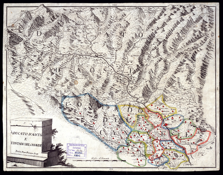 (N:9641) DUCATO D'AOSTA E CONTADO DEL CANAVESE (B0004167) Carte e stampe antiche: riproduzione a colori su carta (formato A2)