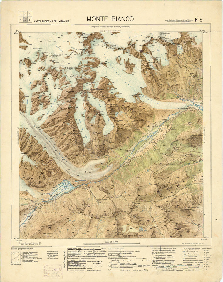 (N:8314) CARTA TURISTICA DEL MONTE BIANCO - Foglio 5 - Monte Bianco (B0004343) Carte e stampe antiche: riproduzione a colori su carta (formato A2)