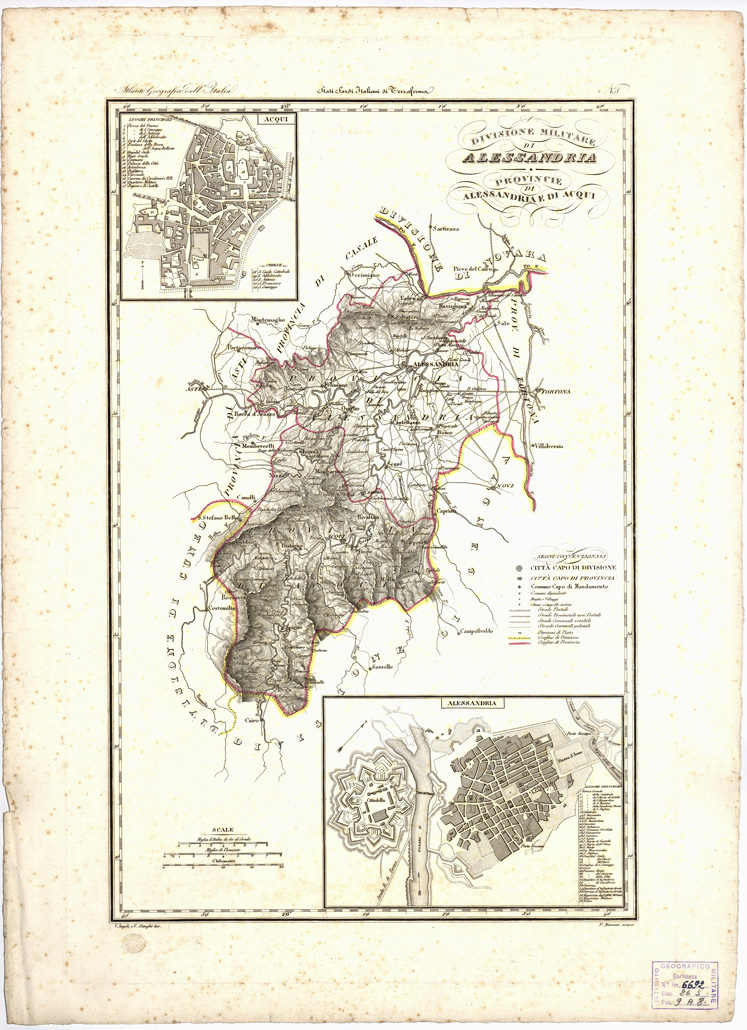 (N:16369) STATI SARDI ITALIANI DI TERRAFERMA - DIVISIONE MILITARE DI ALESSANDRIA PROVINCIE DI ALESSANDRIA E DI ACQUI - Foglio 8 (B0004391) Carte e stampe antiche: riproduzione a colori su carta (formato A2)