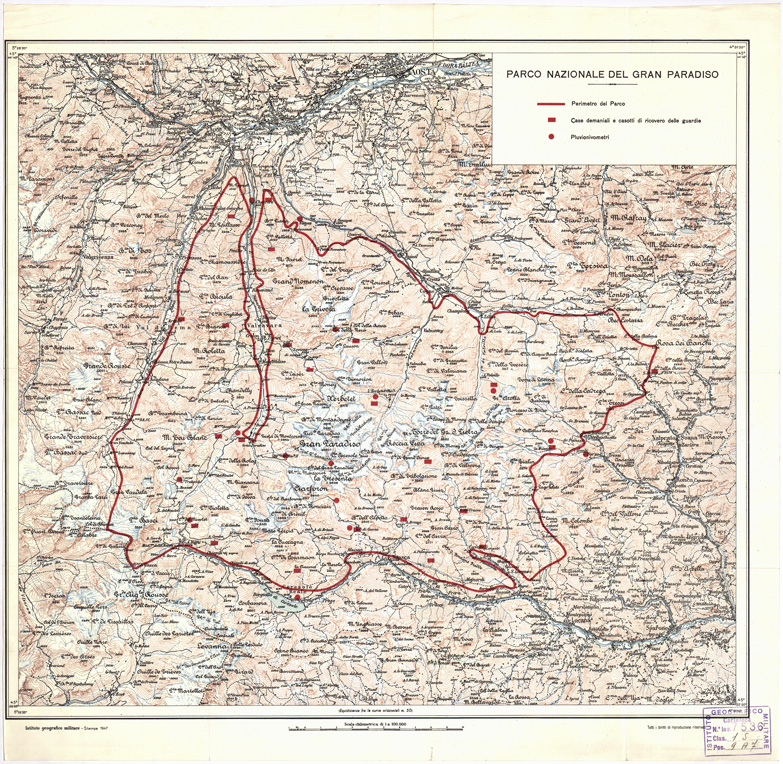(N:13125) PARCO NAZIONALE DEL GRAN PARADISO (B0004449) Carte e stampe antiche: riproduzione a colori su carta (formato A2)