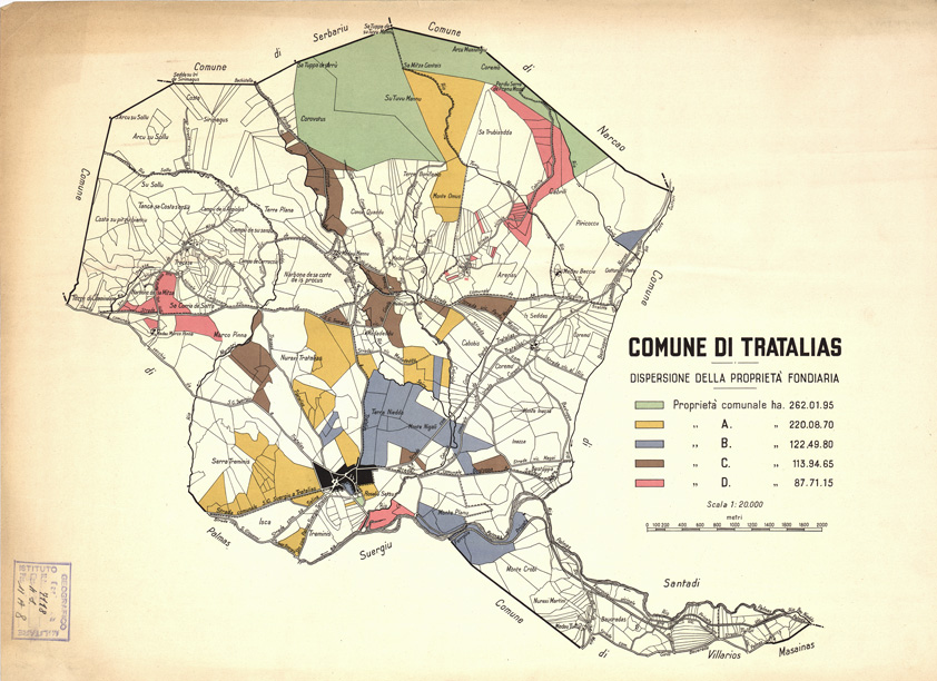 (N:14326) PROVINCIA DI CAGLIARI - REGIONI E ZONE AGRARIE - Comune di Tratalias (B0004739) Carte e stampe antiche: riproduzione a colori su carta (formato A2)