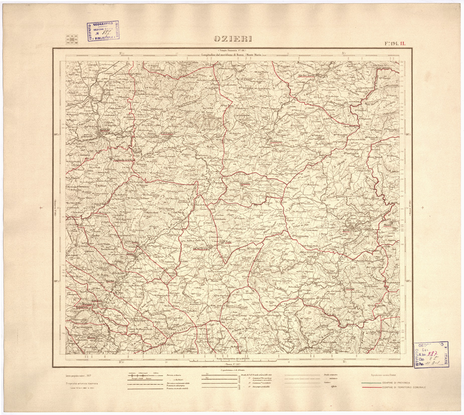 (N:3932) CARTA DELLE PROVINCIE DI CAGLIARI E SASSARI... - Foglio 194.11 - Ozieri (B0004763) Carte e stampe antiche: riproduzione a colori su carta (formato A2)