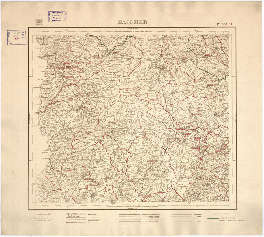 (N:3926) CARTA DELLE PROVINCIE DI CAGLIARI E SASSARI... - Foglio 206.14 - Macomer (B0004766) Carte e stampe antiche: riproduzione a colori su carta (formato A2)