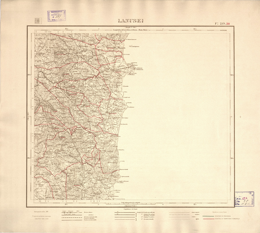 (N:3925) CARTA DELLE PROVINCIE DI CAGLIARI E SASSARI... - Foglio 219.20 - Lanusei (B0004772) Carte e stampe antiche: riproduzione a colori su carta (formato A2)
