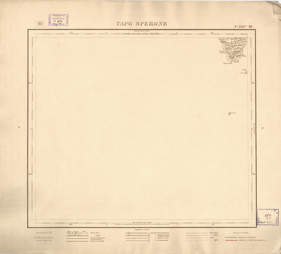 (N:3915) CARTA DELLE PROVINCIE DI CAGLIARI E SASSARI... - Foglio 232 bis.29 - Capo Sperone (B0004781) Carte e stampe antiche: riproduzione a colori su carta (formato A2)