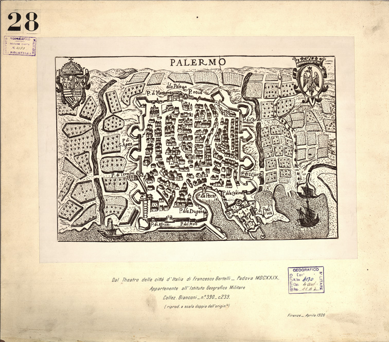 (N:13079) PALERMO - 1629 (B0005431) Carte e stampe antiche: riproduzione a colori su carta (formato A2)