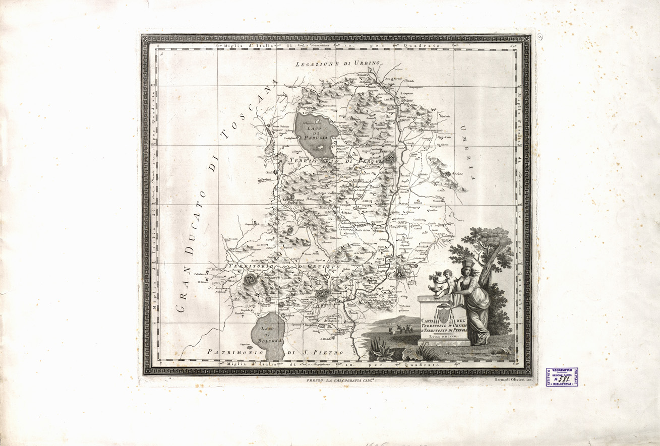 (N:1751) CARTA DEL TERRITORIO DI ORVIETO E TERRITORIO DI PERUGIA, ROMA MDCCCIII. (B0005503) Carte e stampe antiche: riproduzione a colori su carta (formato A2)