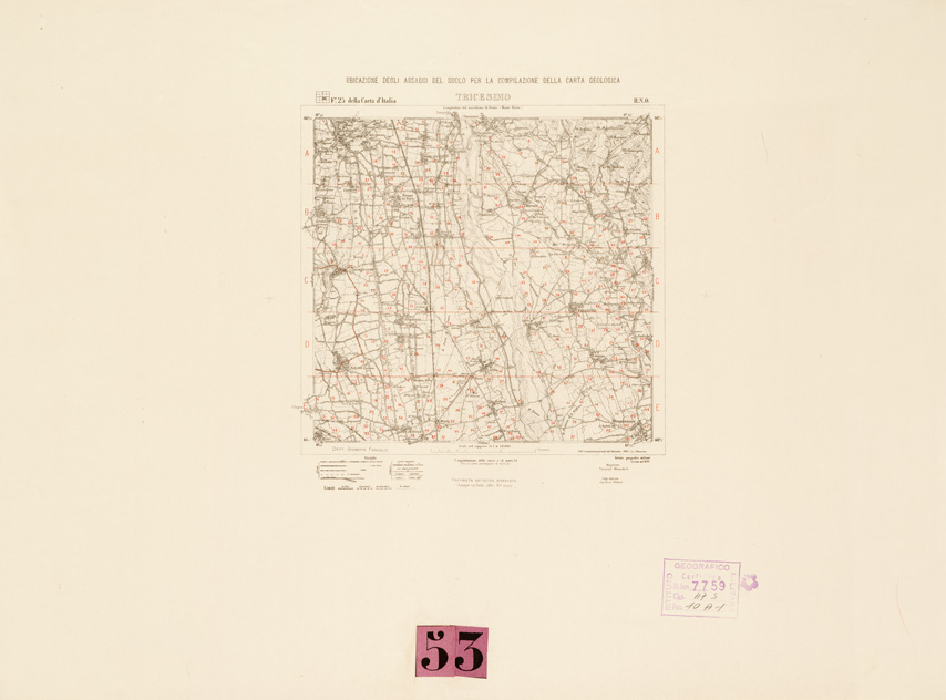(N:10634) ILLUSTRAZIONE GEOLOGICA DELLA ZONA DI TRICESIMO - Foglio 2 - Ubicazione degli assaggi del suolo (B0005672) Carte e stampe antiche: riproduzione a colori su carta (formato A2)