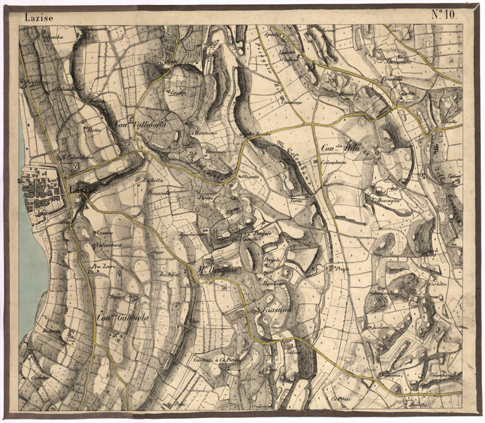 (N:1586) CARTA DEI DINTORNI DI RIVOLI E PASTRENGO - Foglio 10 - Lazise (B0005714) Carte e stampe antiche: riproduzione a colori su carta (formato A2)