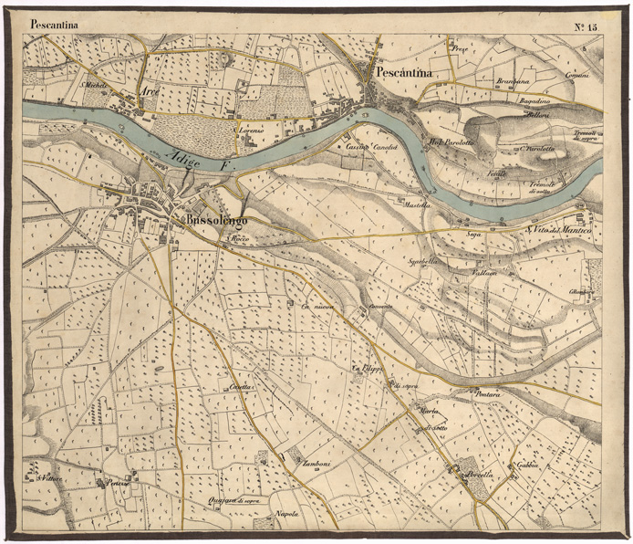 (N:1590) CARTA DEI DINTORNI DI RIVOLI E PASTRENGO - Foglio 15 - Pescantina (B0005719) Carte e stampe antiche: riproduzione a colori su carta (formato A2)