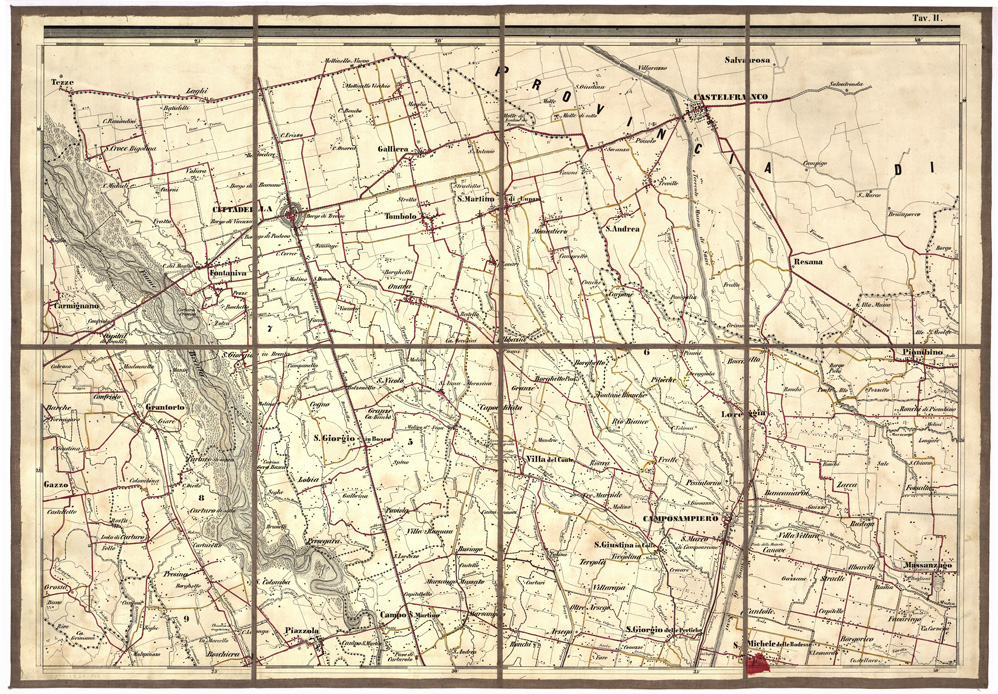 (N:5462) CARTA IDROGRAFICA STRADALE AMMINISTRATIVA CONSORZIALE DELLA PROVINCIA DI PADOVA... - Tavola 2 (B0005743) Carte e stampe antiche: riproduzione a colori su carta (formato A2)