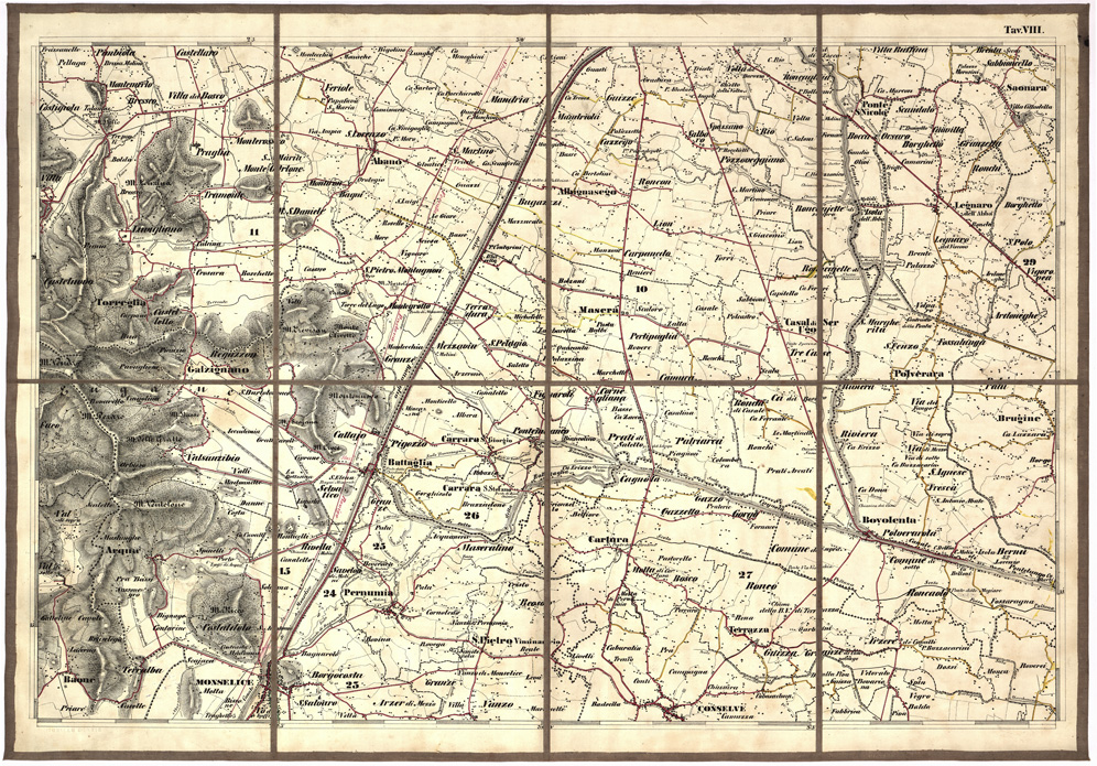 (N:5469) CARTA IDROGRAFICA STRADALE AMMINISTRATIVA CONSORZIALE DELLA PROVINCIA DI PADOVA... - Tavola 8 (B0005749) Carte e stampe antiche: riproduzione a colori su carta (formato A2)