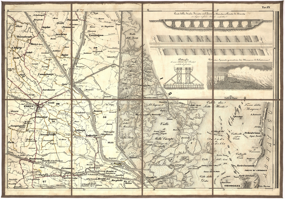 (N:5465) CARTA IDROGRAFICA STRADALE AMMINISTRATIVA CONSORZIALE DELLA PROVINCIA DI PADOVA... - Tavola 9 (B0005750) Carte e stampe antiche: riproduzione a colori su carta (formato A2)